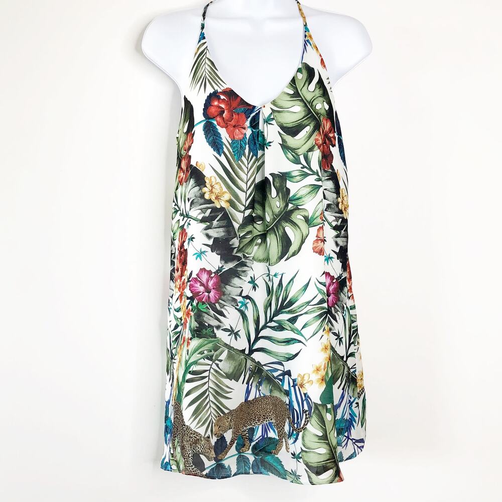 Belle Vere Tank Top Tunic Dress XS Spaghetti Strap Racerback Floral Tropical
